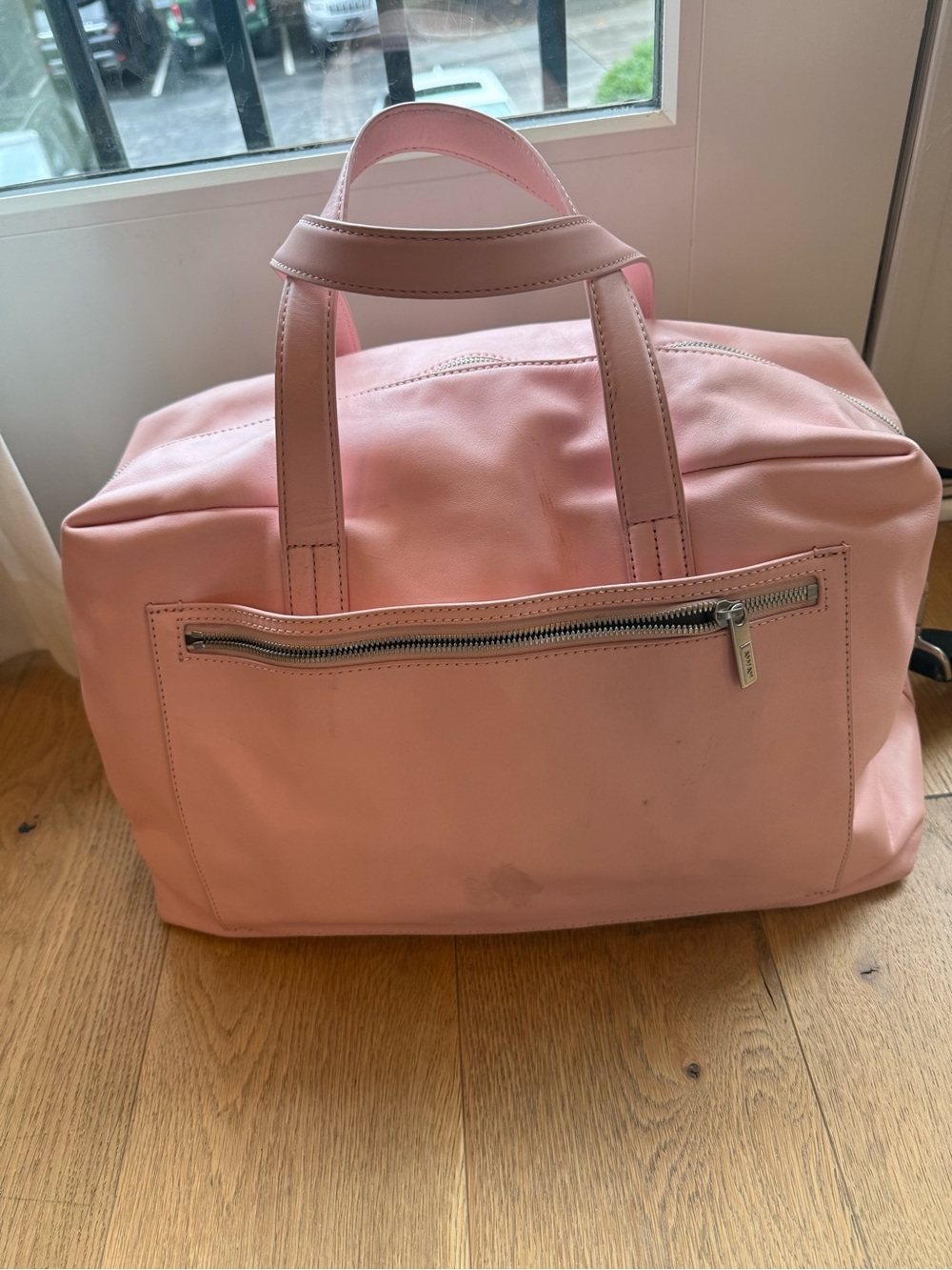 Away Pink Leather Everywhere Bag with Shoulder Strap